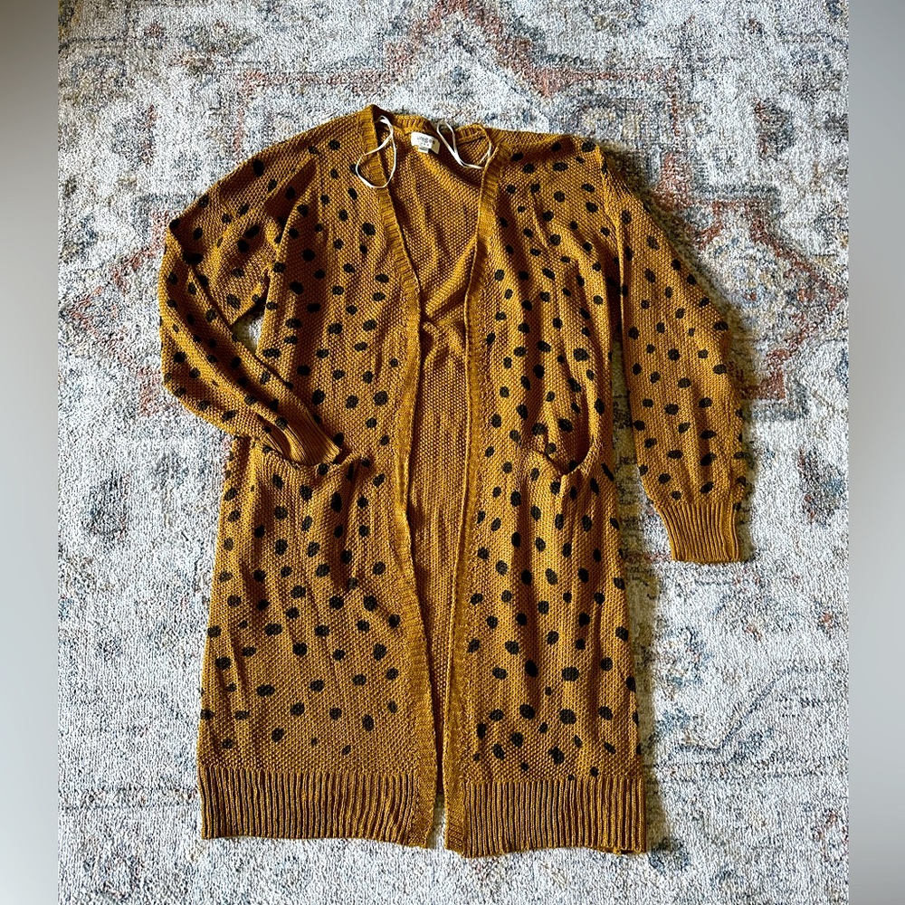 Polka Dot Open Front Cardigan Sweater